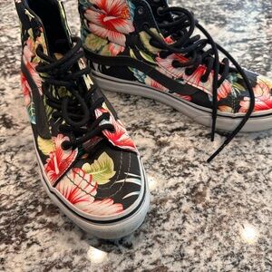 Floral High-Top Canvas Vans - Black/Multicolor